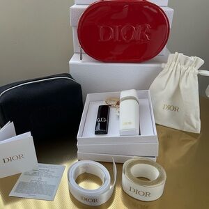 Dior Gold and White Lipstick Holder Accessory Set/ Dior Bundle